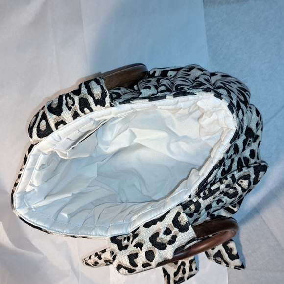Anthropology small mini Handbag. Animal Print. Wood Handles. - Picture 7 of 10